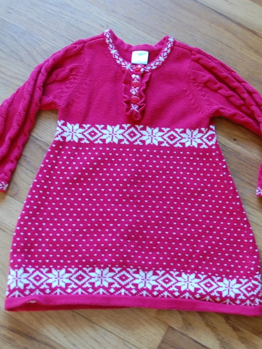 Hanna Andersson Toddler Christmas Sweater Dress Red Snowflakes 90/3 Winter
